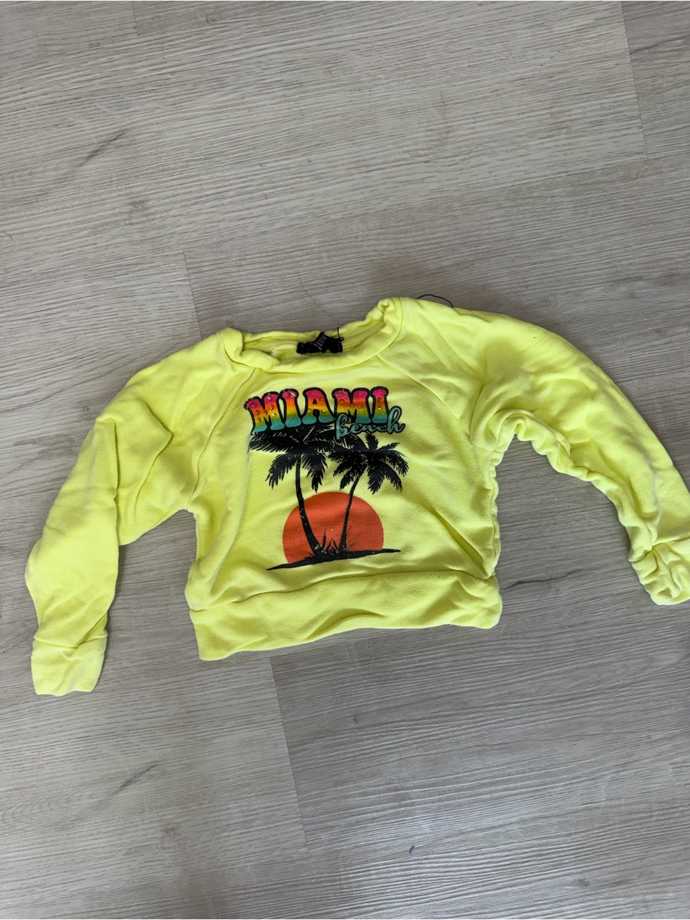 Flowers by Zoe Neon Yellow Miami Palm Graphic Sweatshirt